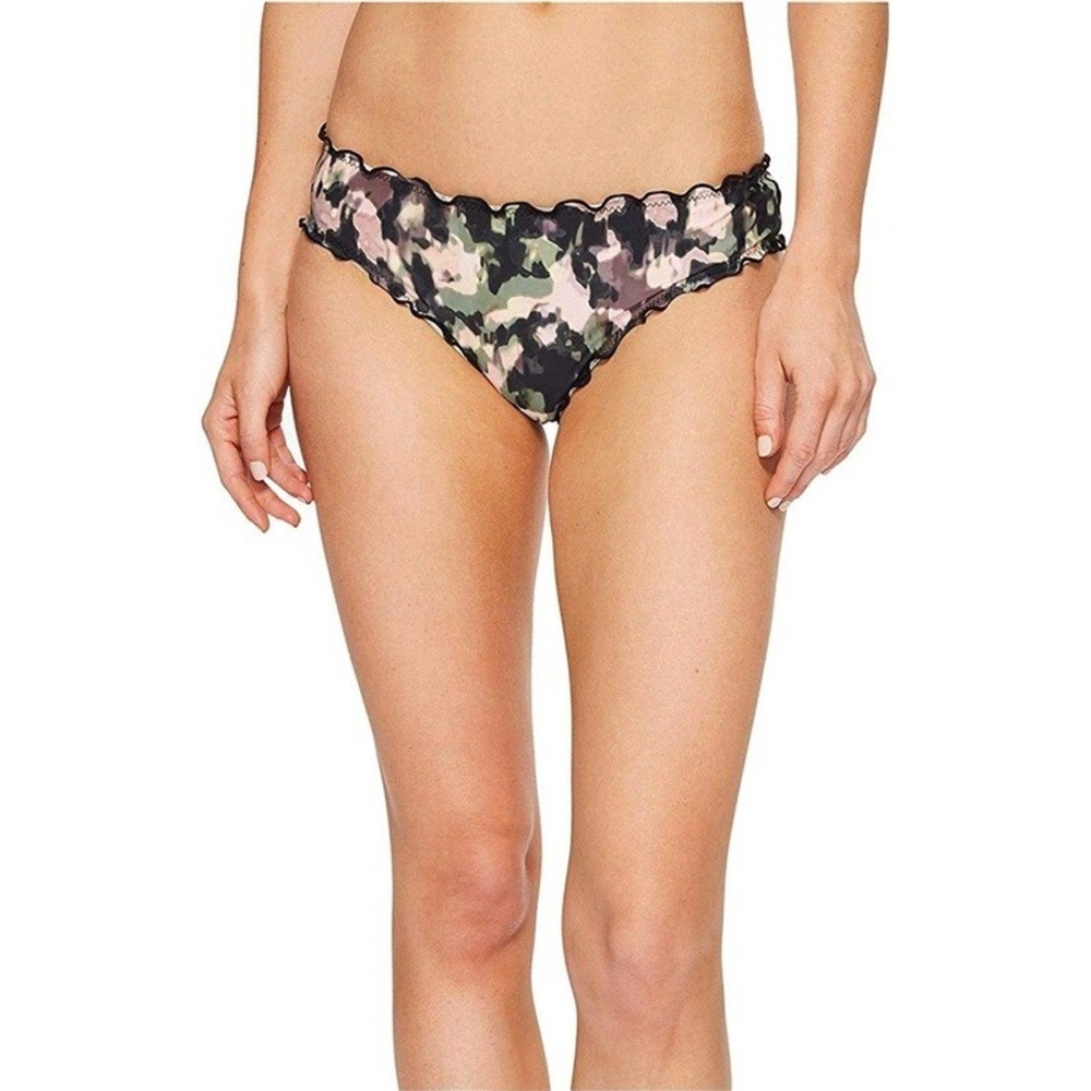 NWT Lucky Brand Smokescreen XS Camo Pink Black Bikini Swim Bottoms #90096